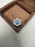 4.5ct Heart Cut Blue Aquamarine Hearts Flower Cocktail Ring 14k WhiteGold Finish