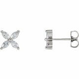 0.5ct Marquise Cut Diamond Butterfly Stud Earrings Women 14k White Gold Finish