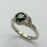 2ct Round Green Emerald Engagement Ring Diamond Floral Halo 14k White Gold Over