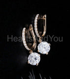 2ct Round Cut Moissanite Latch Back Drop Dangle Earrings 14k Yellow Gold Plated