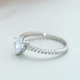 1ct Heart Cut Simulated Diamond Solitaire with Accent Ring 14k White Gold Plated