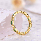 1ct Baguette Cut Green Emerald Stackable Eternity Women Band 14k YellowGold Over