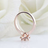 2ct Round Cut Diamond Floral Star Solitaire with Accents Ring 14k Rose Gold Over