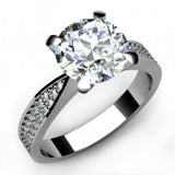 1.5ct Round Cut Diamond Accent 4 Prong Engagement Ring 14k White Gold Finish