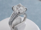 2.5ct Cushion Cut Diamond Accents Solitaire Engagement Ring 14k White Gold Over