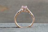 1ct Oval Cut Morganite Engagement Ring 14k Rose Gold Finish Diamond Leaf Accents