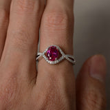 2ct Oval Cut Pink Ruby Infinity Promise Engagement Ring 14k White Gold Finish