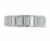 6Ct Graduated Emerald Cut Diamond Full Eternity Wedding Band 14K White Gold Over