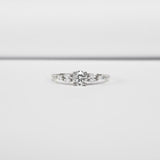 Solitaire Marquise Accents Ring 0.65ct Round Cut Diamond 14k White Gold Finish