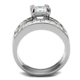 4Ct Princess Cut VVS1/D Diamond Bridal Set Engagement Ring 18K White Gold Finish