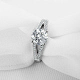 2.2ct Round Cut Diamond Accent Split Shank Engagement Ring 14k White Gold Finish