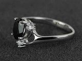 2ct Engagement Ring Oval Cut Black Diamond Twig Floral 14k White Gold Finish