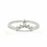 Crown Minimalist Engagement Ring 0.7ct Marquise Cut Diamond 14k WhiteGold Finish