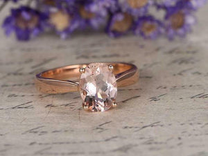 1ct Oval Cut Peach Morganite Engagement Ring 14k RoseGold Finish Solitaire Women