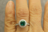 3.5Ct Round Cut Green Emerald Diamond Halo Engagement Ring 14K White Gold Finish