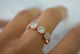 2.5ct Round Cut Diamond Wedding Band Five Stone Halo Cluster 14k RoseGold Finish