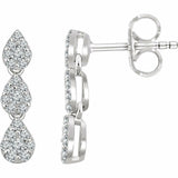 1ct Round Cut VVS1 Diamond Cluster Tear Drop Earring Women 14k White Gold Finish