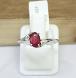 1ct Engagement Ring Oval Cut Pink Ruby Swirl Trilogy 14k White Gold Finish