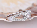 Split Shank Women Engagement Ring 1.6ct Heart Cut Diamond 14k White Gold Finish