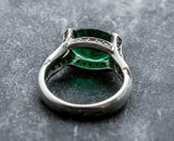 1.56ct Engagement Ring Oval Cut Green Emerald Split Shank 14k White Gold Finish