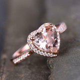 2ct Engagement Ring Heart Cut Morganite Diamond Accent Halo 14k Rose Gold Finish