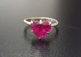 1.5ct Engagement Ring Heart Cut Pink Ruby Solitaire Women 14k White Gold Finish