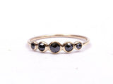 1ct Round Cut Black Diamond Five Stone Minimalist Band 14k Yellow Gold Finish