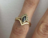 1.5ct Marquise Cut Black Diamond Engagement Ring 14k Yellow Gold Over Bridal Set