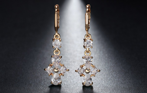 3.5ct Pear Cut VVS1 Diamond Wedding Women Long Drop Earrings 14k RoseGold Finish