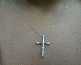 0.5ct Diamond Pendant with Chain Round Cut Brilliant Cross 14k White Gold Finish