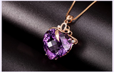 2ct Heart Cut Purple Amethyst Pendant Unique Design 14k RoseGold Finish NO CHAIN