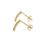 1.2ct Drop Earrings Round Cut Green Emerald Vertical Bar 14k Yellow Gold Finish