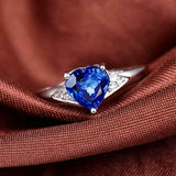 1.6ct Engagement Ring Heart Cut Blue Sapphire Diamond Accents 14k WhiteGold Over