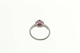 0.25ct Oval Cut Pink Ruby Engagement Ring Art Deco Design 14k White Gold Finish