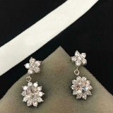 5Ct Round Cut Diamond Elegant Dual Floral Drop Earrings 14K White Gold Finish