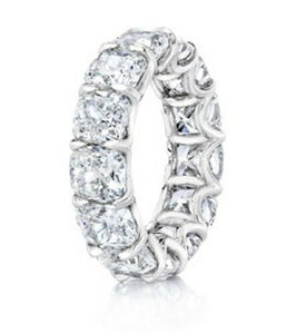 5Ct Cushion Cut Diamond Iced Full Eternity Wedding Band 14K White Gold Finish