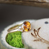 1ct Round Cut Yellow Citrine Engagement Ring 14k Yellow Gold Finish Bezel Set