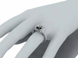 4ct Round Cut Black Diamond Dual Row Accent Solitaire Ring 14k White Gold Finish