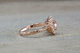 2ct Round Cut Peach Morganite Engagement Ring 14k RoseGold Finish Diamond Floral