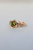 1ct Round Green Peridot Engagement Ring Leaf Vine Solitaire 14k Rose Gold Finish