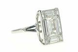 2.3ct Emerald Cut Diamond Engagement Ring Tapered Baguette 14k White Gold Finish