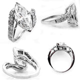 5Ct Marquise Diamond Swirl Bypass Solitaire Engagement Ring 14K White Gold Over