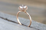 2ct Round Cut Morganite Engagement Ring Diamond Halo Solitaire 18k RoseGold Over