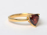 1ct Engagement Ring Heart Cut Red Garnet Solitaire Design 14k Yellow Gold Finish