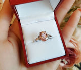 2.5ct Oval Cut Peach Morganite Engagement Ring 14k White Gold Finish Solitaire