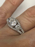 3.55ct Round Cut Diamond Trilogy Bridal Wedding Ring Set 14k White Gold Finish