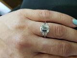 1.5ct Emerald Cut VVS1 Diamond Three Stone Engagement Ring 14k White Gold Finish