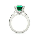 3Ct Green Emerald Classic Solitaire Engagement Ring Women 14K White Gold Finish