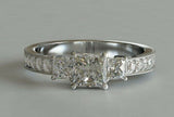 2ct Princess Cut Diamond Engagement Ring Round Accent Trilogy 14k WhiteGold Over