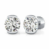 Screw Back Stud Earrings 1.6ct Round Brilliant Cut Diamond 14k White Gold Finish